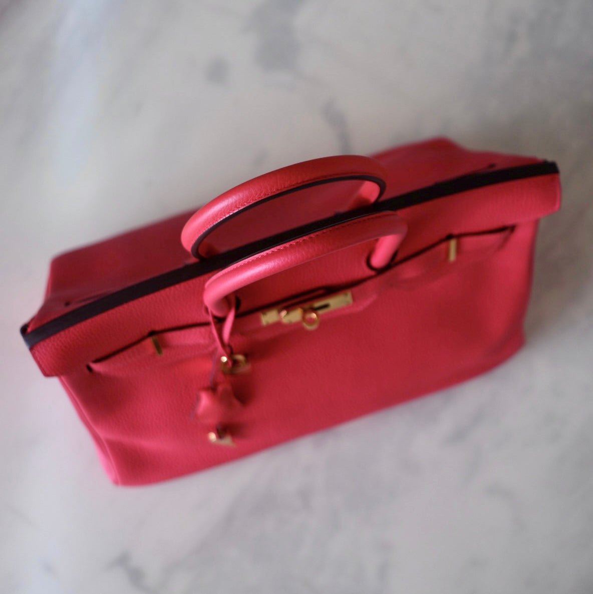 HERMES Birkin 35 Togo Rouge Pivoine Gold Hardware R Stamp