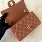 CHANEL 22S Caramel Brown Lamb Skin Rectangular Mini Light Gold Hardware
