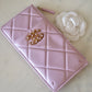 CHANEL 21S Pink Lilac Rose Clair 19 Phone Pouch Card Holder Gold Hardware