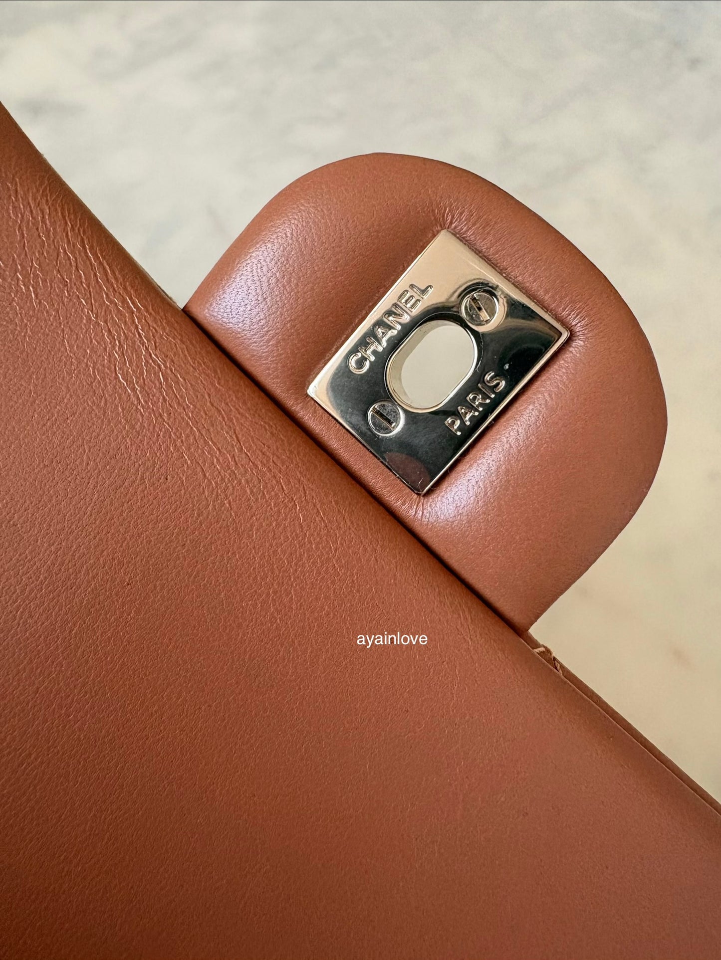 CHANEL 22S Caramel Brown Lamb Skin Rectangular Mini Light Gold Hardware