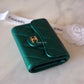 CHANEL 18S Iridescent Emerald Green Caviar XL Snap Card Holder Light Gold Hardware