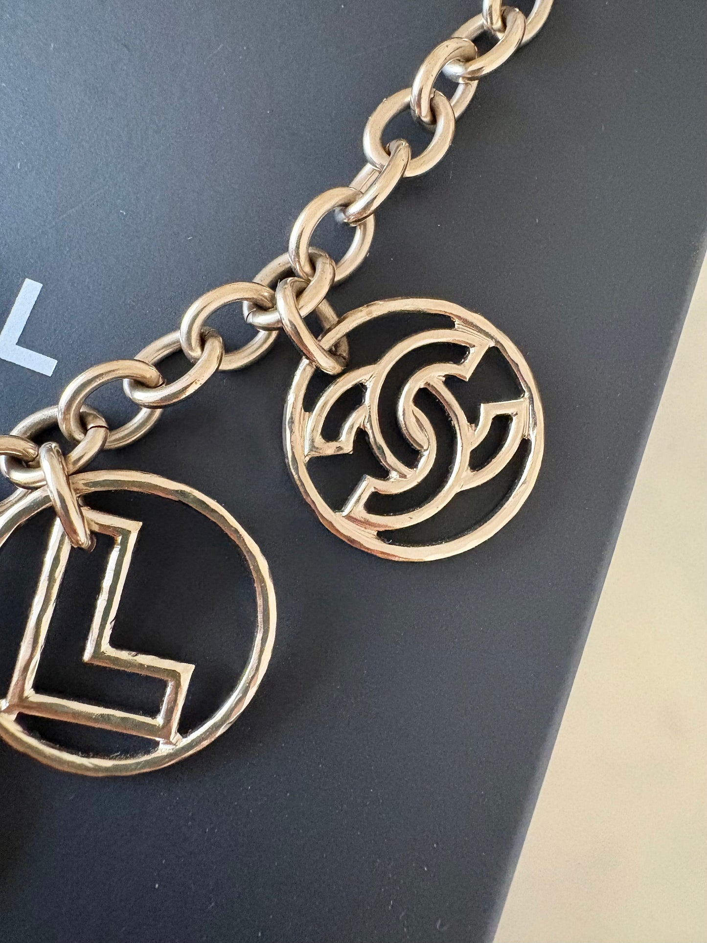 CHANEL 17C Logo CC Necklace Light Gold Hardware