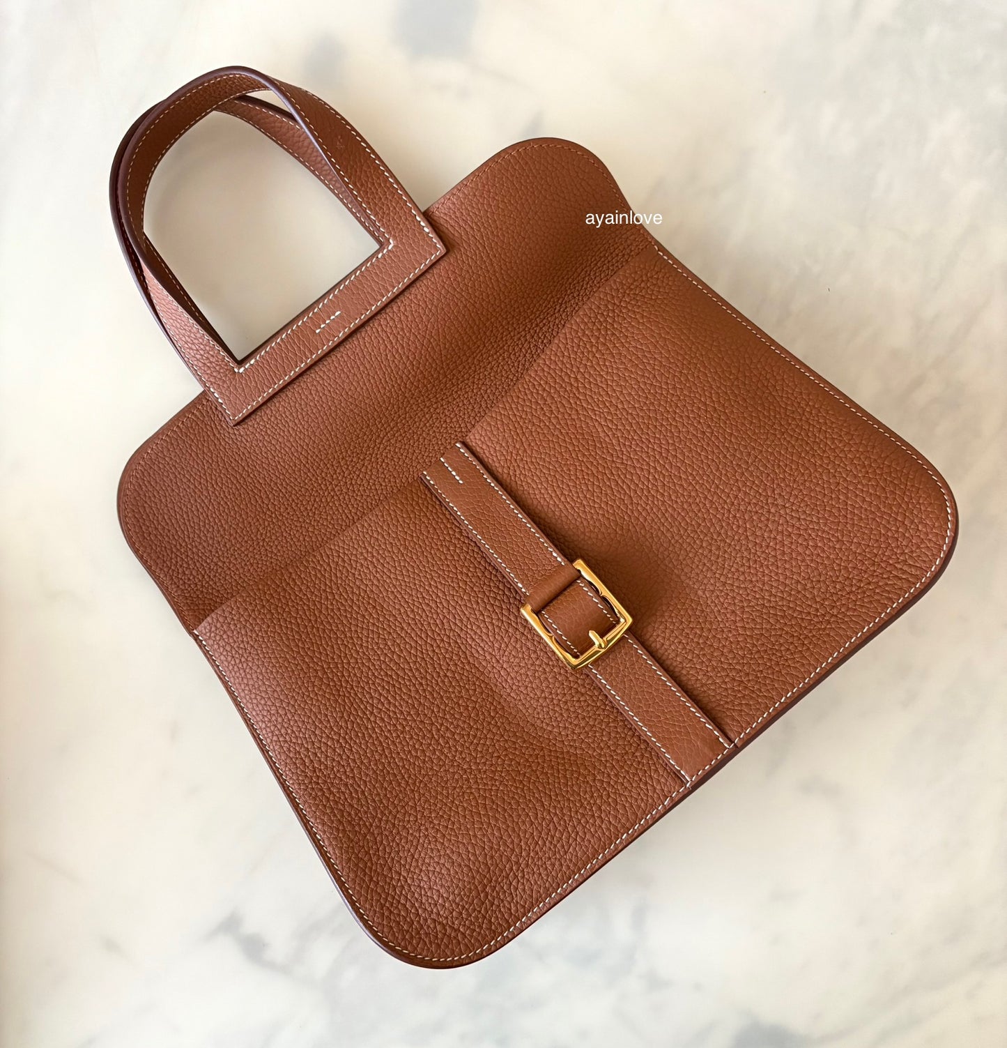 HERMES Halzan 31 Gold Clemence Gold Hardware D Stamp