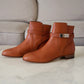 HERMES Naturel Brown Calfskin Neo Ankle Kelly Boots Shoes Palladium Hardware Size 39