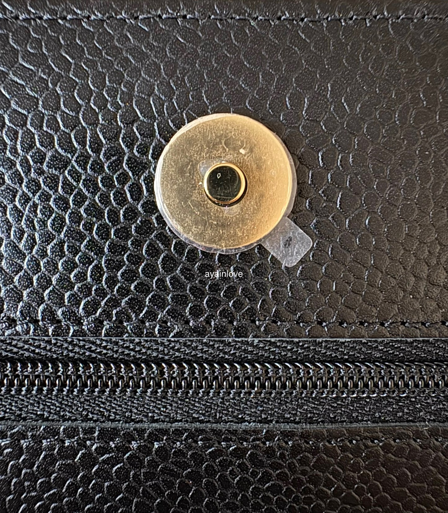 CHANEL Black Caviar Microchipped Classic Wallet On Chain Gold Hardware