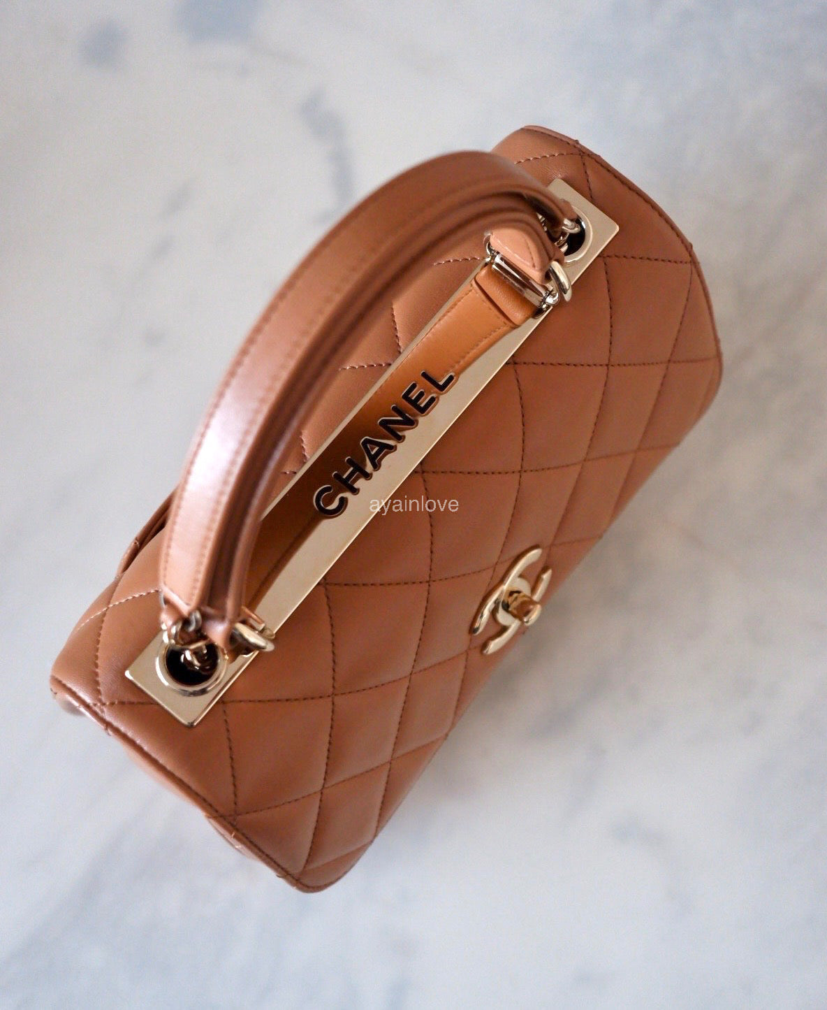 CHANEL Dark Beige Small Trendy Flap Bag Light Gold Hardware