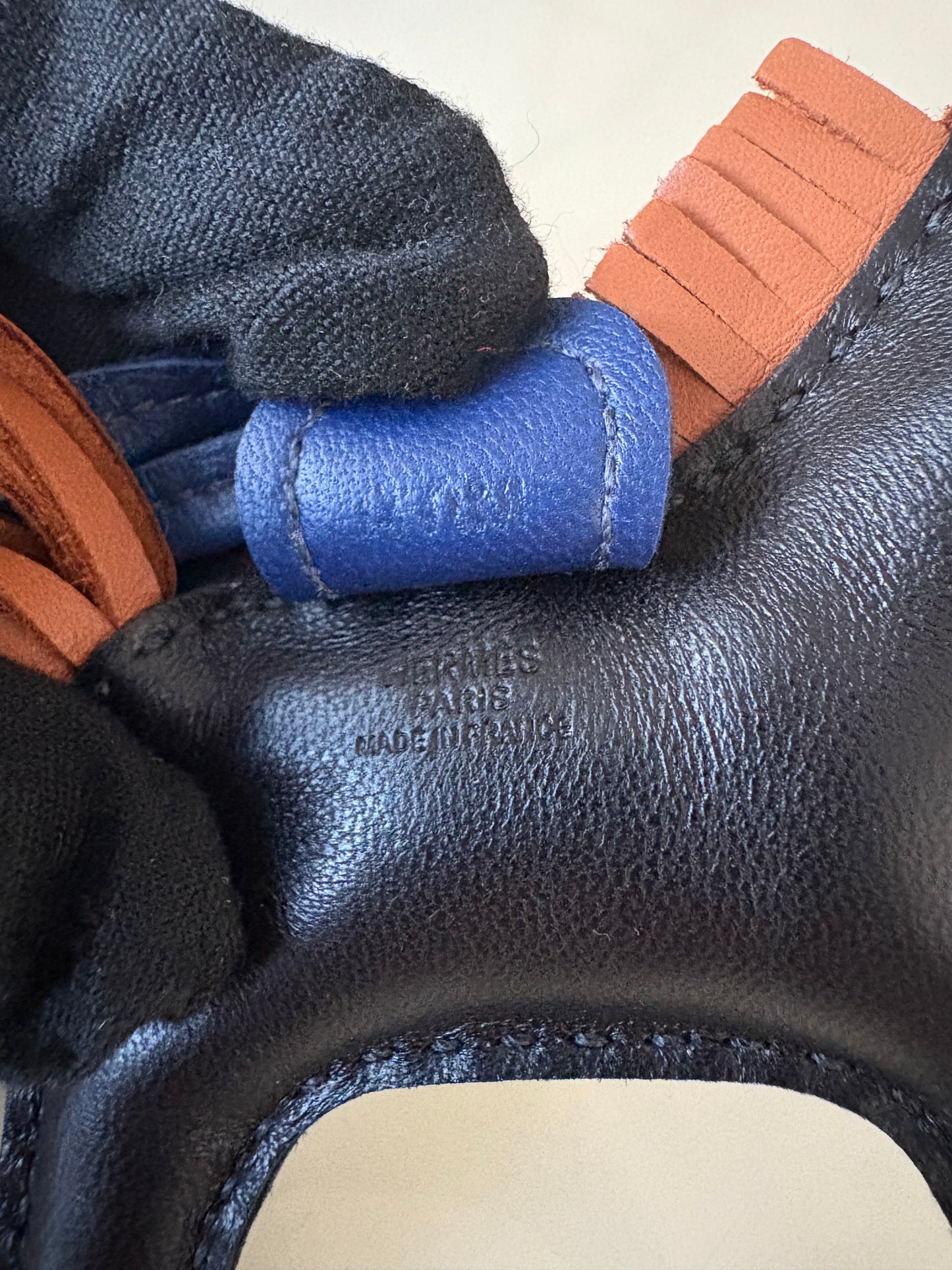 HERMES Rodeo PM Tricolour Black/Gold/Bleu Saphir Bag Charm