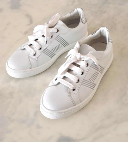 HERMES White Leather Avantage Sneakers Trainers Shoes Size 38 EU