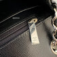 CHANEL 16S Black Caviar Chevron Classic Square Mini Flap Bag Silver Hardware