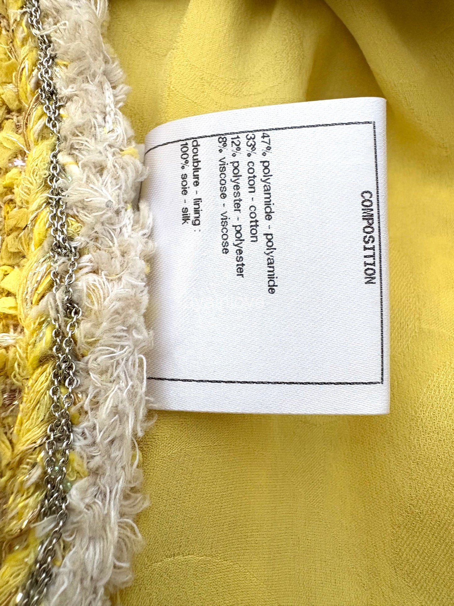 CHANEL 20P Yellow Fantasy Tweed Jacket Size 34FR