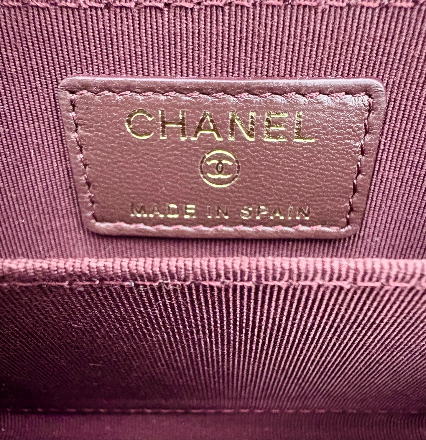 CHANEL Black Lamb Skin Zip Card Holder Gold Hardware