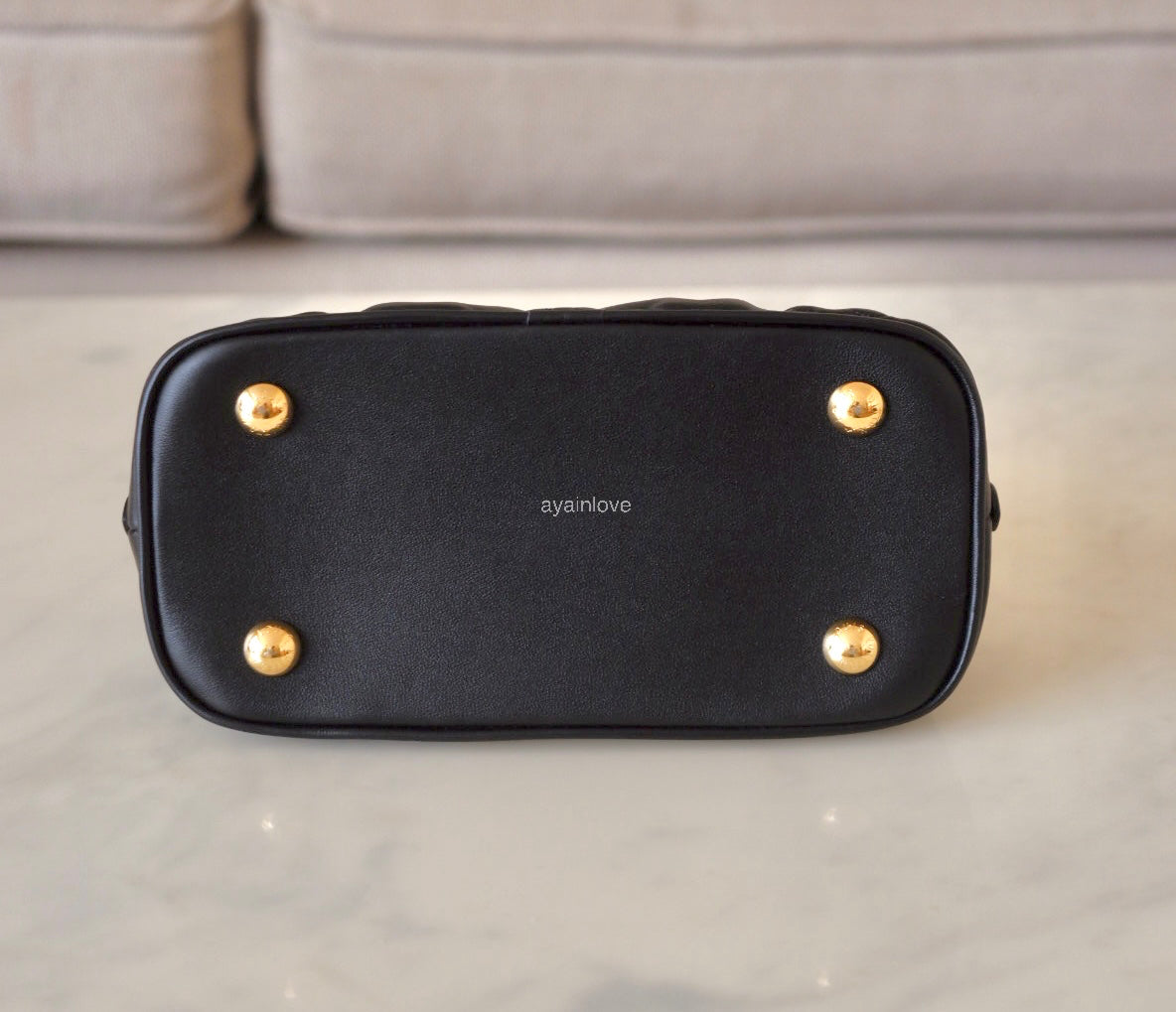 LOUIS VUITTON LV Alma BB Black Calfskin Bubblegram Bag Gold Hardware