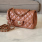 CHANEL 22S Caramel Brown Lamb Skin Rectangular Mini Light Gold Hardware