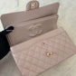 CHANEL 19S Iridescent Beige Lambskin Medium/Large Classic Flap Light Gold Hardware