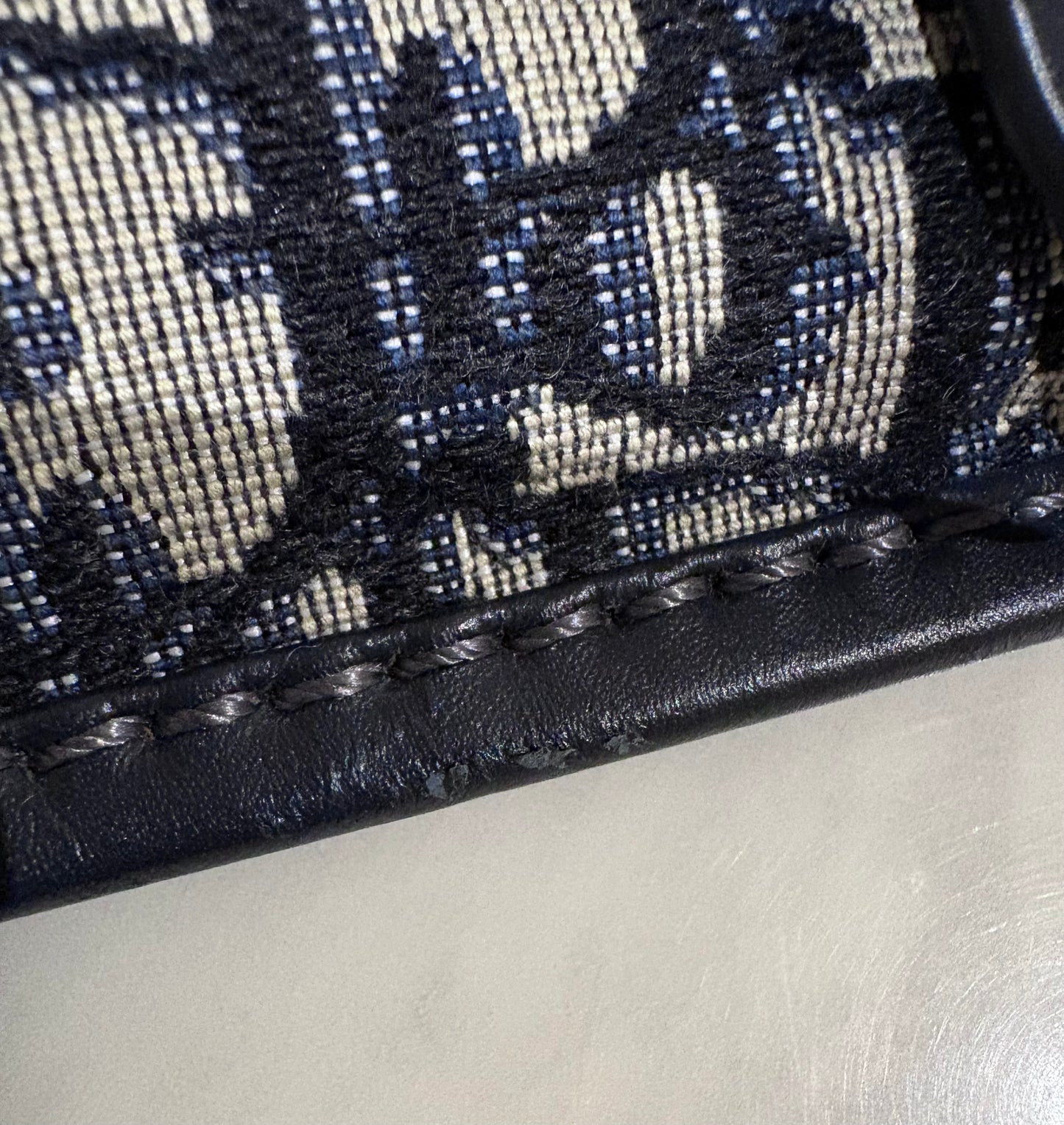 DIOR Blue Oblique Jacquard Fold Over Clutch Bag