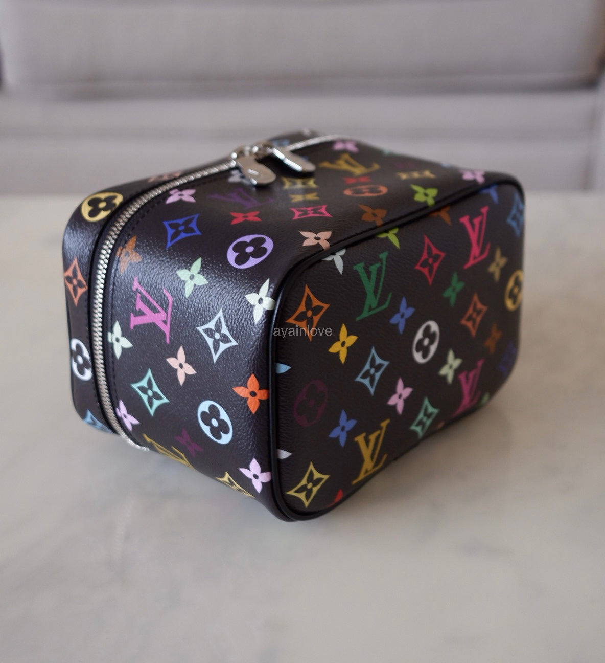 LOUIS VUITTON LV x TM Black Multicolour Murakami Rainbow Nice Mini Bag