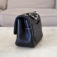 CHANEL 17B Black Caviar (Burgundy Interior) Quilted Square Mini Flap Bag Silver Hardware