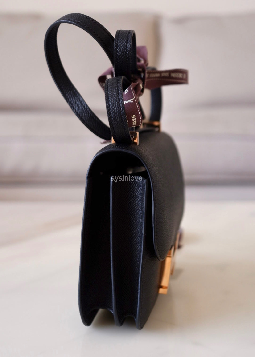 HERMES Constance Mini 18 Noir Black Epsom Rose Gold Hardware W Stamp
