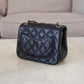 CHANEL 17B Black Caviar (Burgundy Interior) Quilted Square Mini Flap Bag Silver Hardware