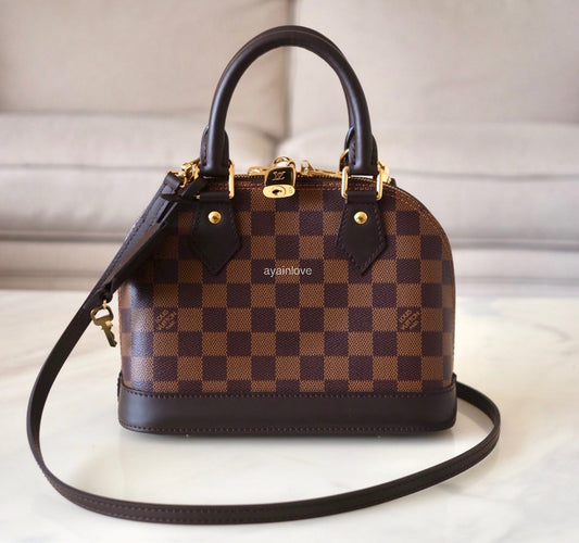 LOUIS VUITTON LV Alma BB Damier Ebene Bag Gold Hardware 2020