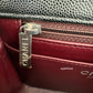 CHANEL 17B Black Caviar (Burgundy Interior) Quilted Square Mini Flap Bag Silver Hardware