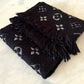 LOUIS VUITTON LV Shine Black Silver Echarpe Logomania M75833 Wool Shawl Scarf