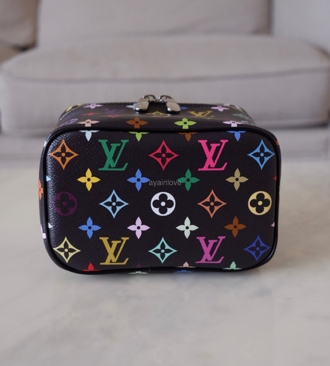 LOUIS VUITTON LV x TM Black Multicolour Murakami Rainbow Nice Mini Bag