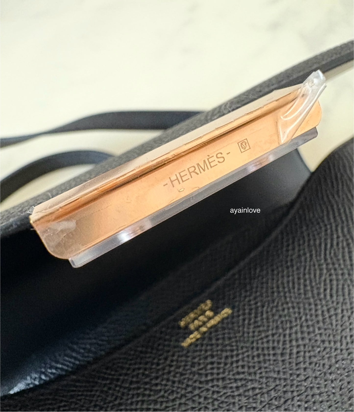 HERMES Constance Mini 18 Noir Black Epsom Rose Gold Hardware W Stamp