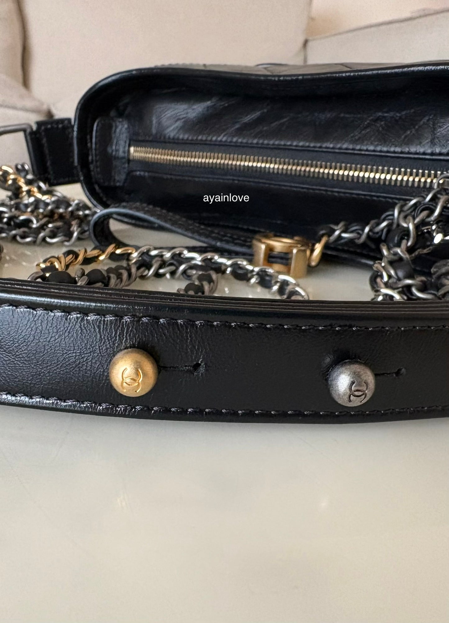 CHANEL Black Calf Skin Small Gabby Gabrielle Bag Mixed Hardware