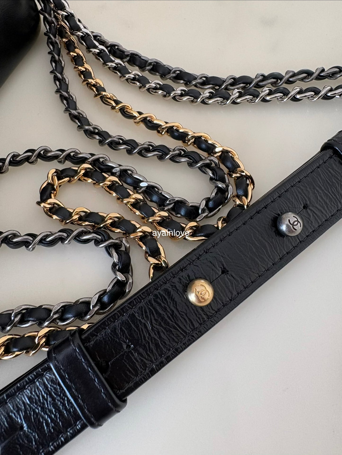 CHANEL Beige Black Calf Skin Medium Gabby Gabrielle Bag Mixed Hardware