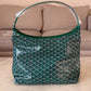 GOYARD Green Goyardine Hobo Boheme PM Bag with Blue Heart Stamp