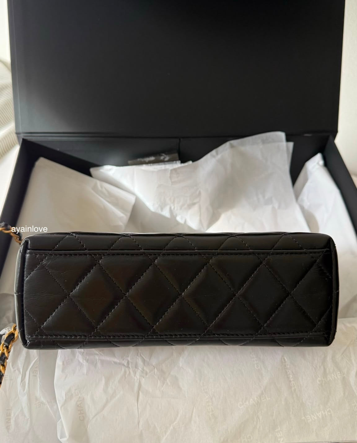 CHANEL Black Calfskin Mini Kelly 19cm Shopping Bag Gold Hardware