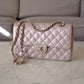 CHANEL 19S Iridescent Beige Lambskin Medium/Large Classic Flap Light Gold Hardware