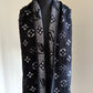 LOUIS VUITTON LV Shine Black Silver Echarpe Logomania M75833 Wool Shawl Scarf