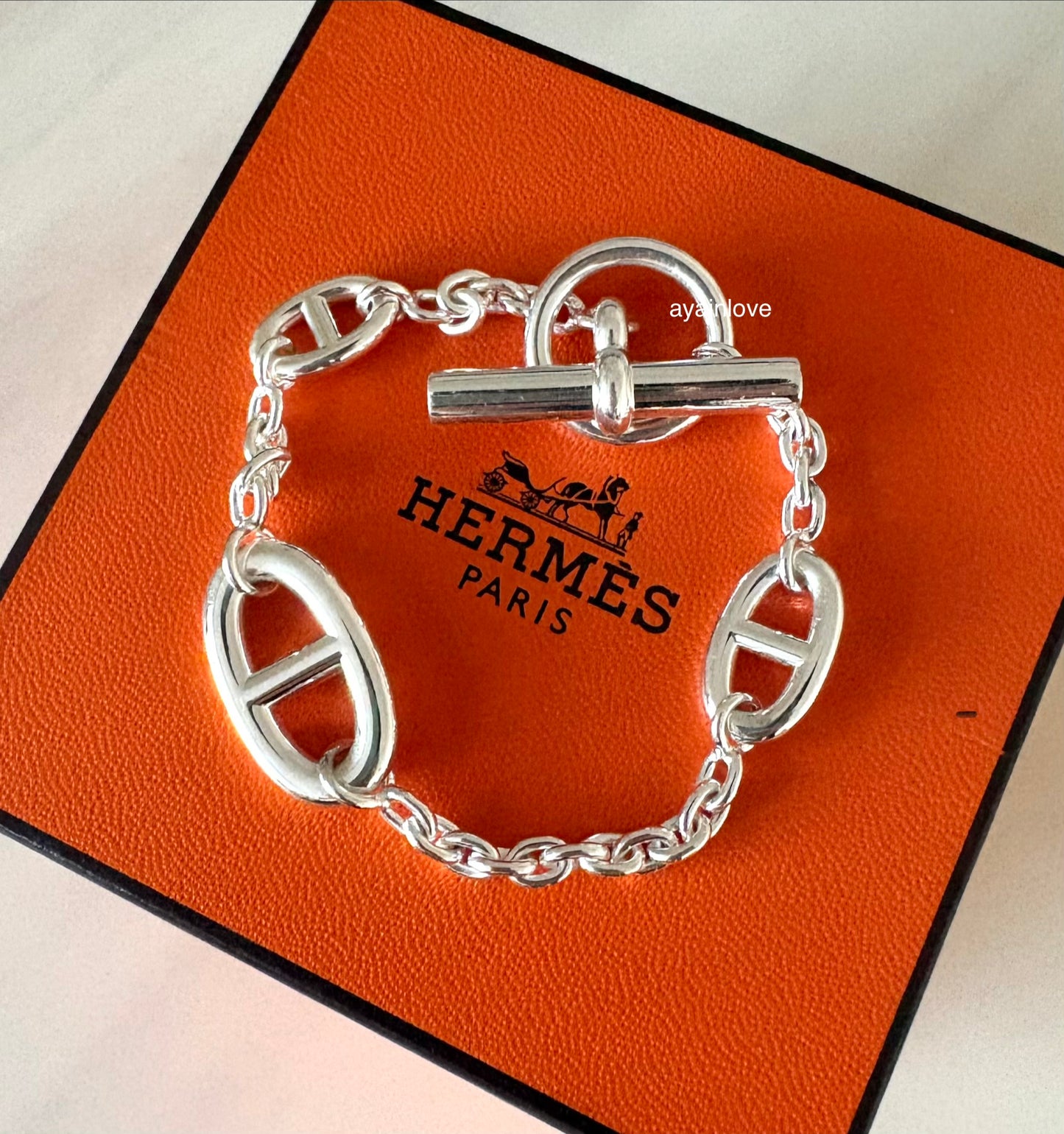 HERMES Farandole Sterling Silver Bracelet Size ST