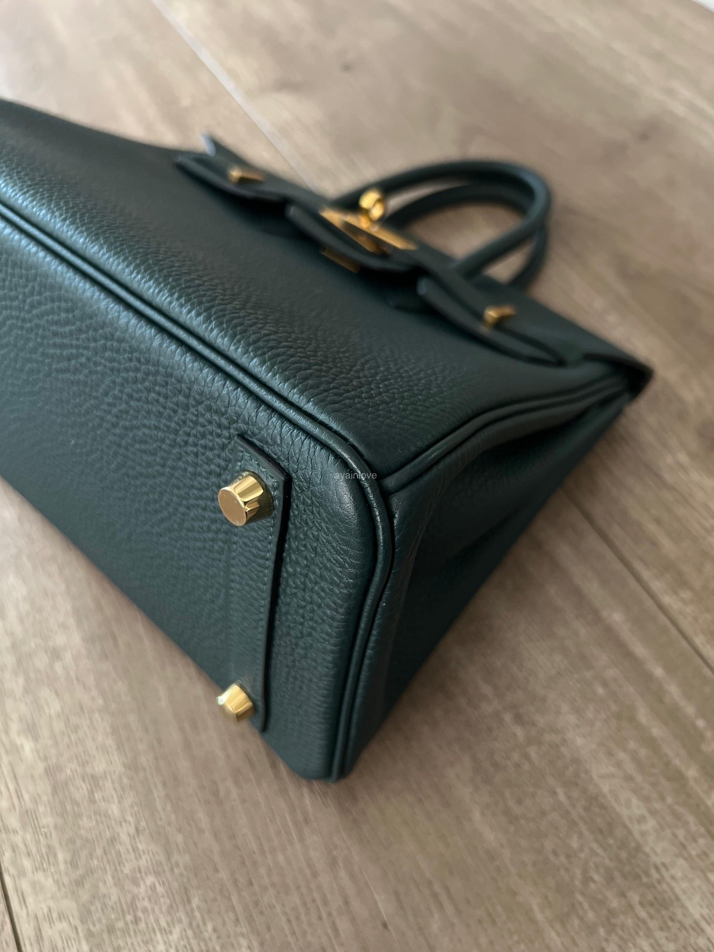 HERMES Birkin 25 Vert Cypress Togo Bag Gold Hardware U Stamp