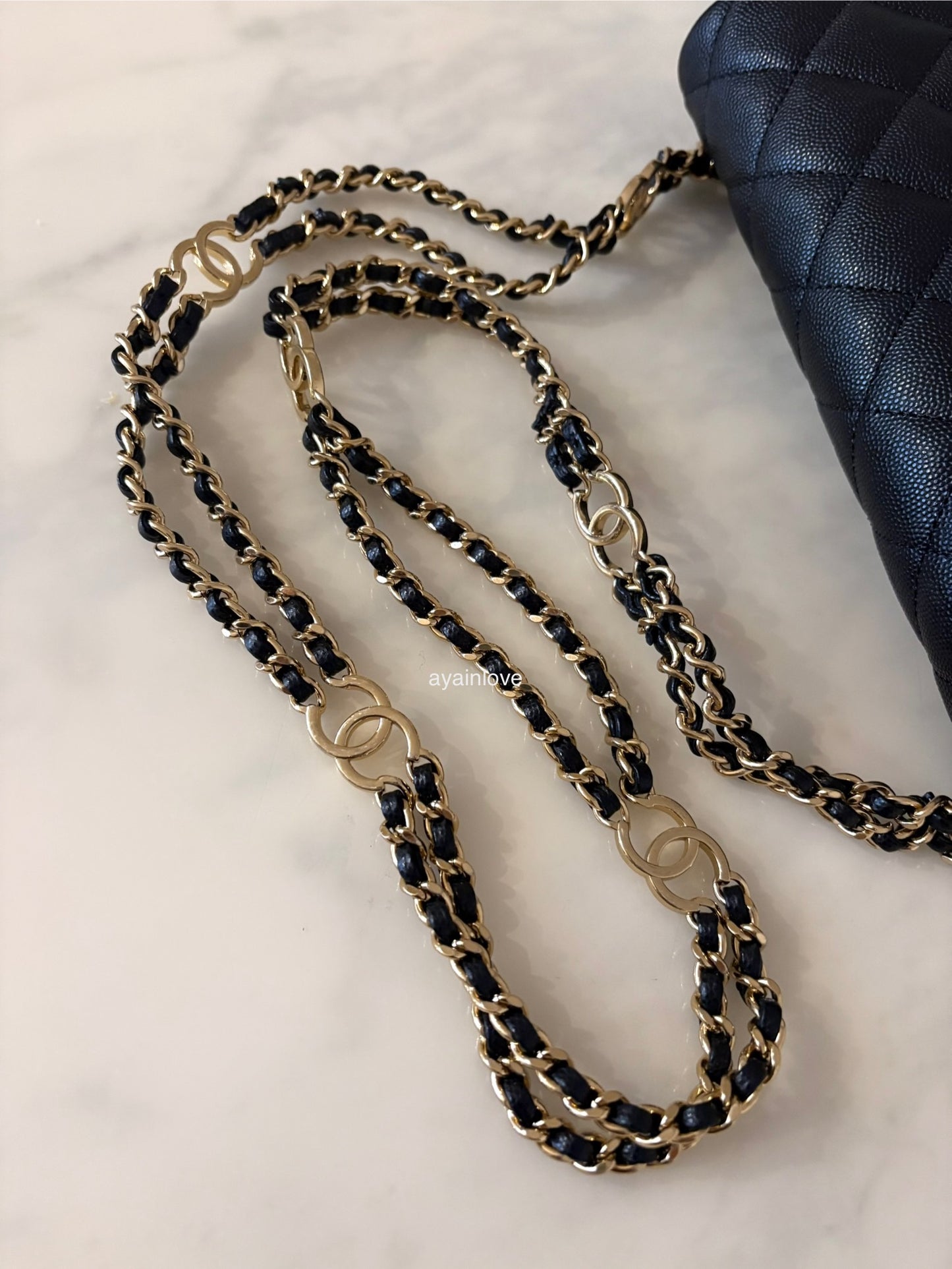 CHANEL 23C Black Caviar CC You 24cm Small Flap Bag Gold Hardware