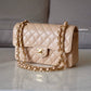 CHANEL Beige Clair Caviar Small Classic Flap Bag Gold Hardware