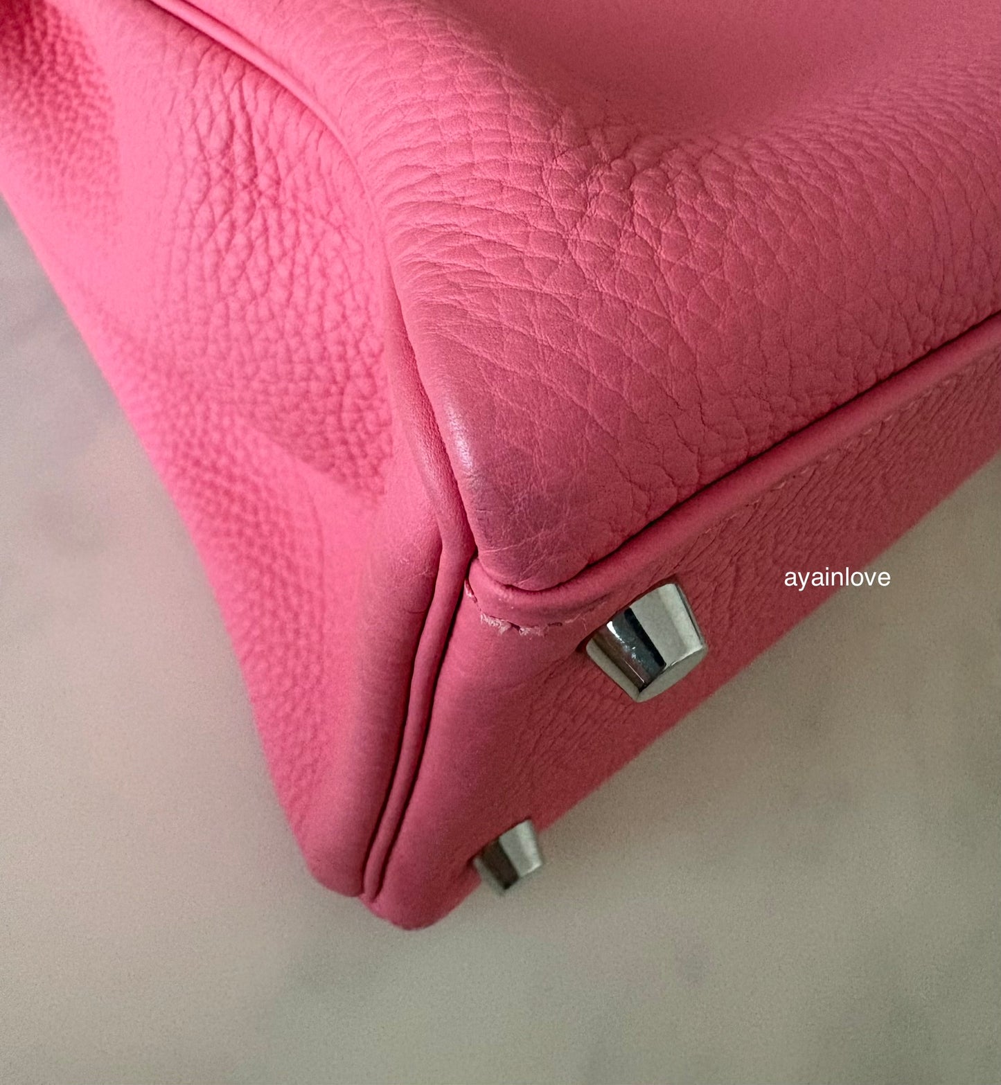HERMES Kelly 35 Pink Rose Lipstick Togo Palladium Hardware Q Square Stamp