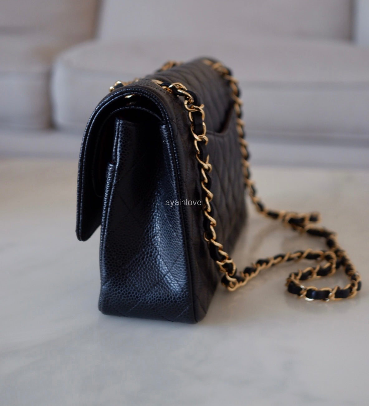 CHANEL Black Caviar Medium/Large Classic Flap Gold Hardware