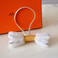 HERMES Budy Ecru/Paille/Craie Wool Leather Bag Charm K Stamp