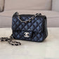 CHANEL 17B Black Caviar (Burgundy Interior) Quilted Square Mini Flap Bag Silver Hardware