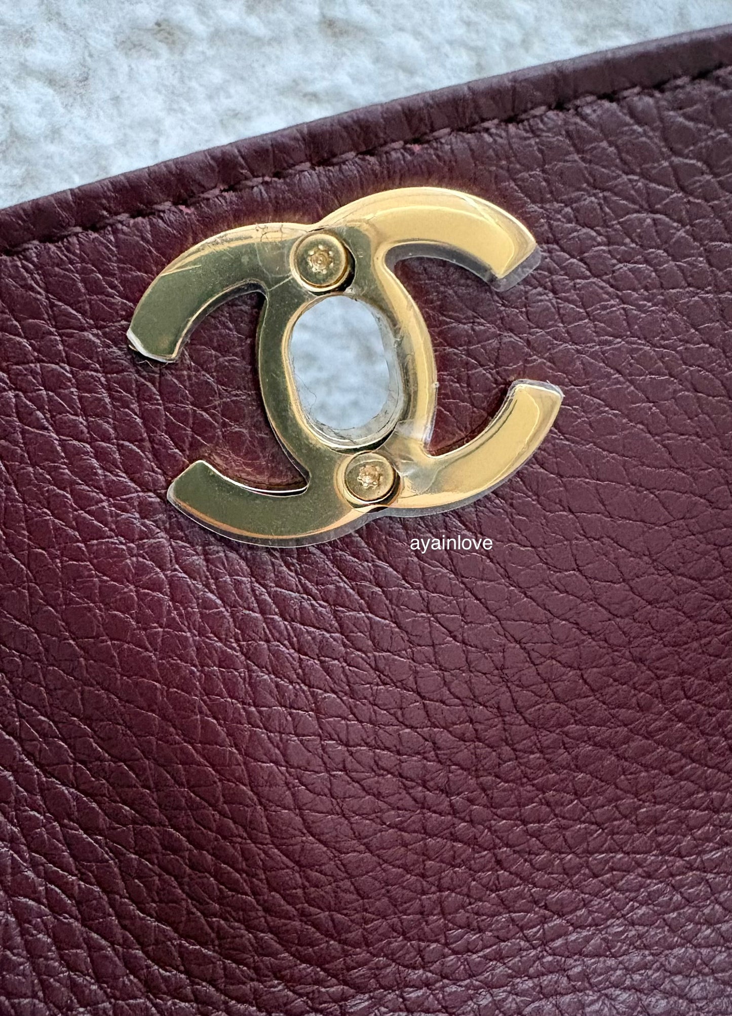 CHANEL 26S Burgundy Caviar Small Tote Urban Essential Bag Gold Hardware