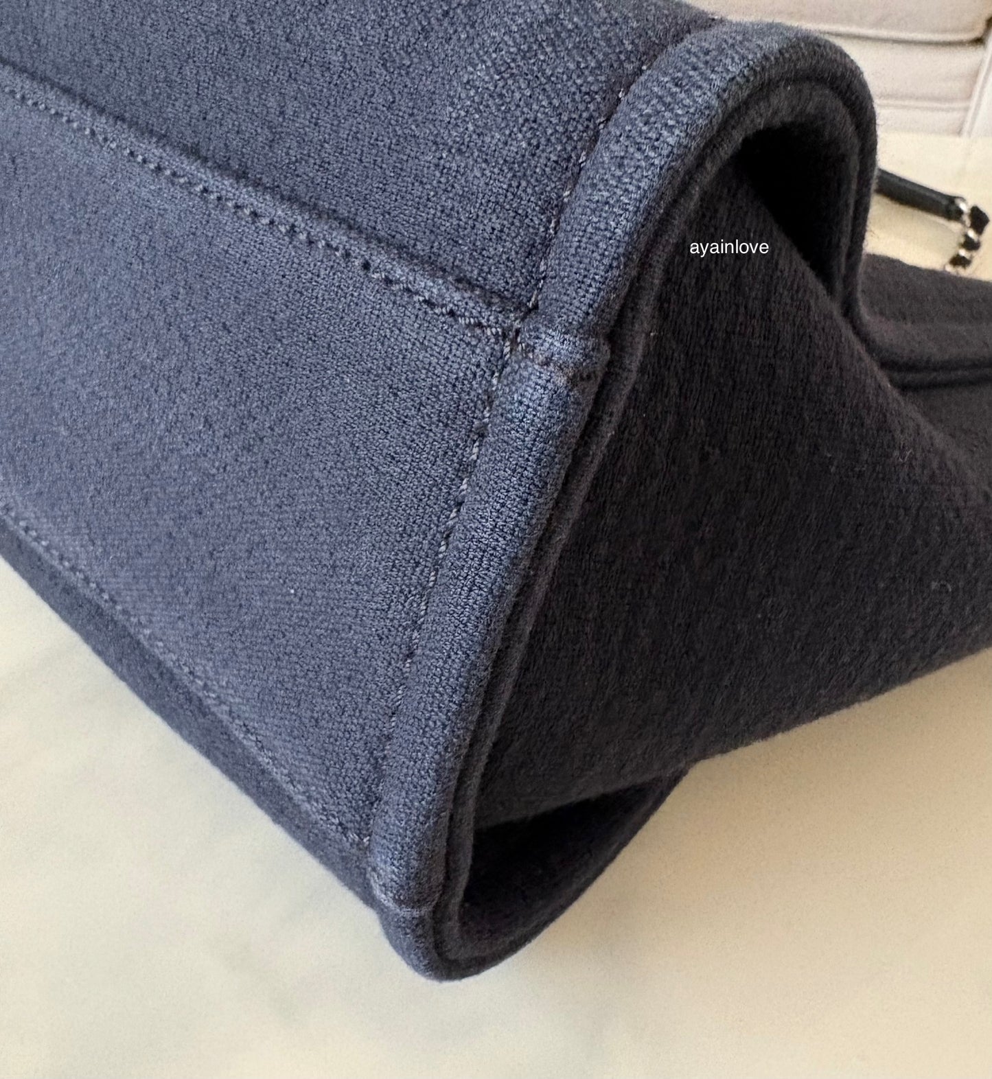CHANEL Midnight Navy Blue Canvas Small Medium Deauville Microchipped Tote Bag Silver Hardware