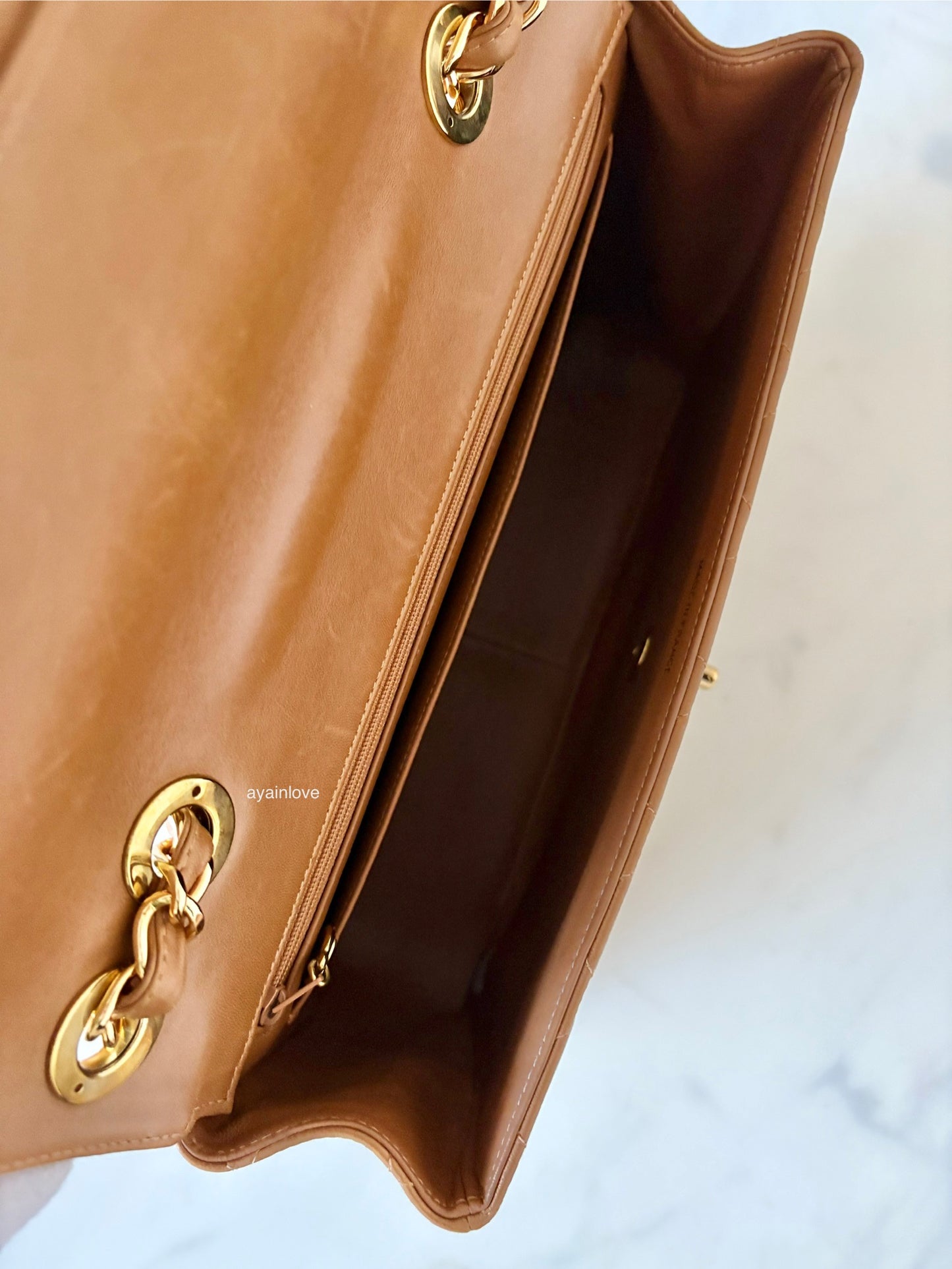 CHANEL Vintage Dark Beige Quilted Jumbo Classic Single Flap Oversized CC Bag 24KT Gold Plated Hardware Series 3