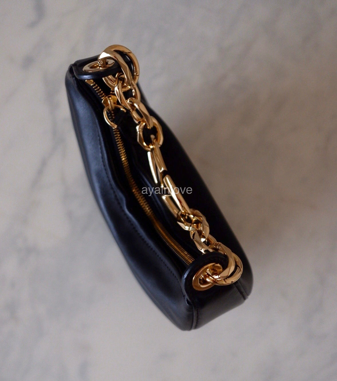 VALENTINO Vlogo Black Moon Zip Up Mini Hobo Bag Gold Hardware