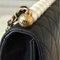 CHANEL 19S Chic Pearl Black Goatskin Flap Bag Gold Hardware
