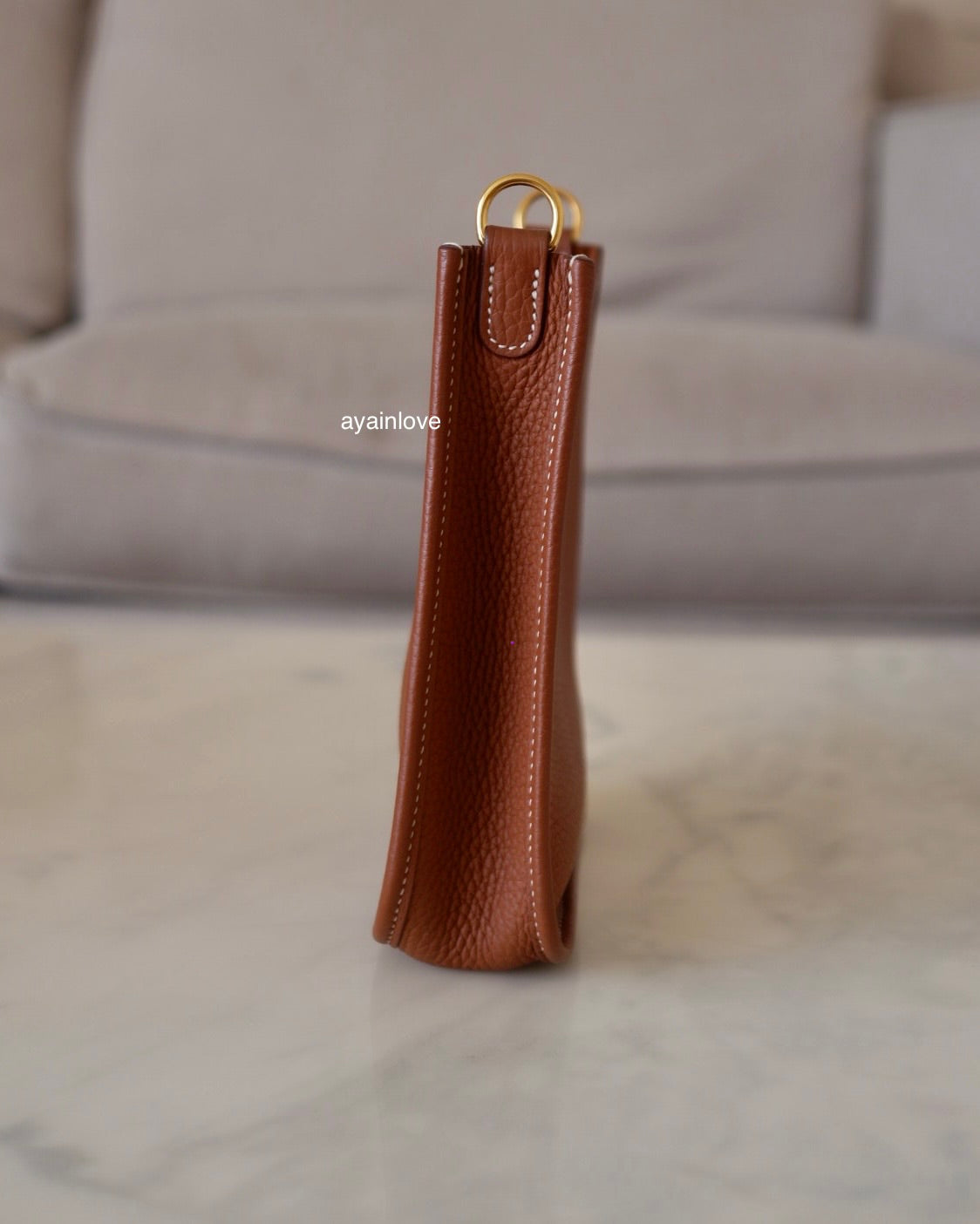 HERMES Mini Evelyne TPM 16 Amazone Gold Clemence Gold Hardware Z Stamp