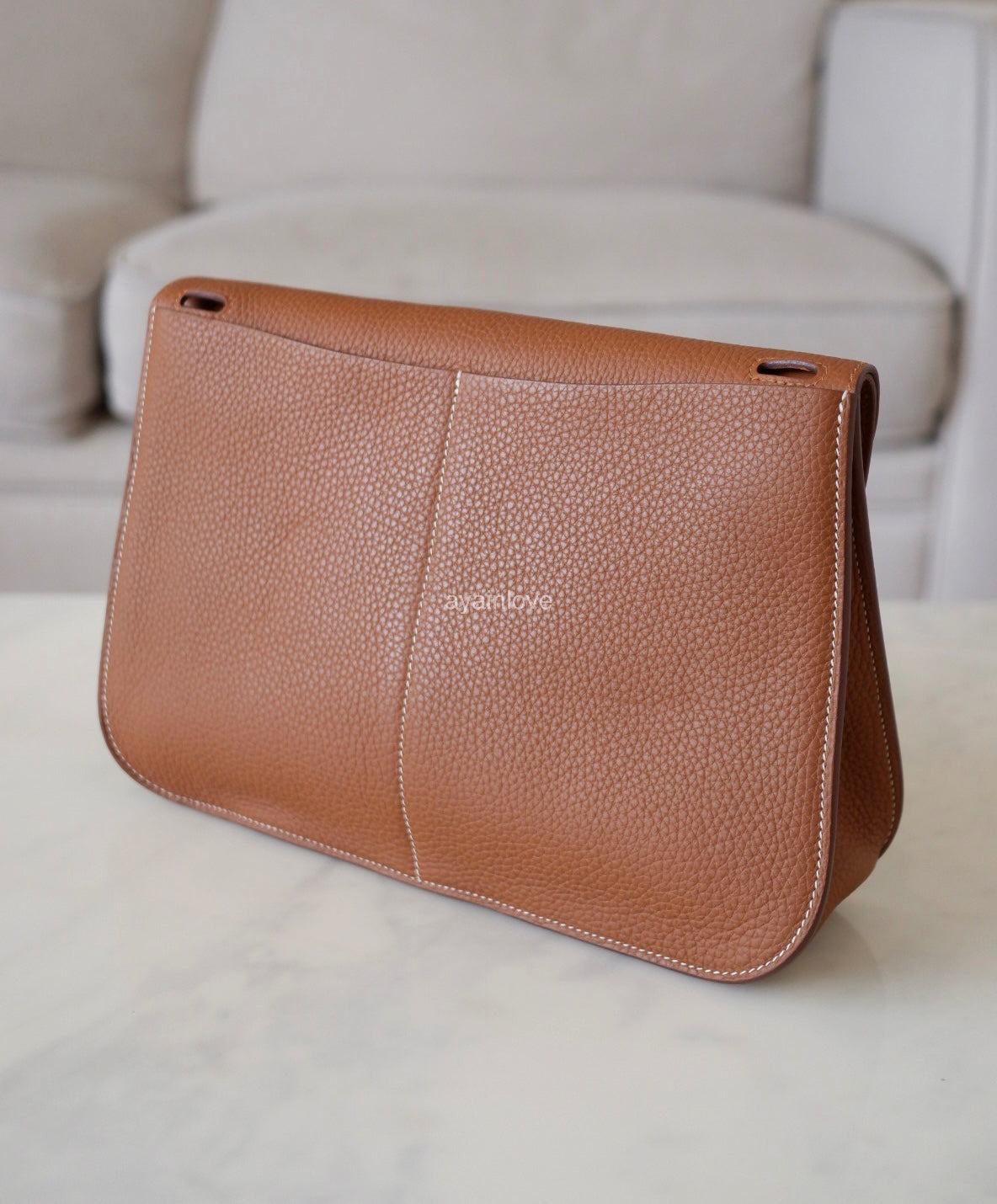 HERMES Halzan 31 Gold Clemence Gold Hardware D Stamp