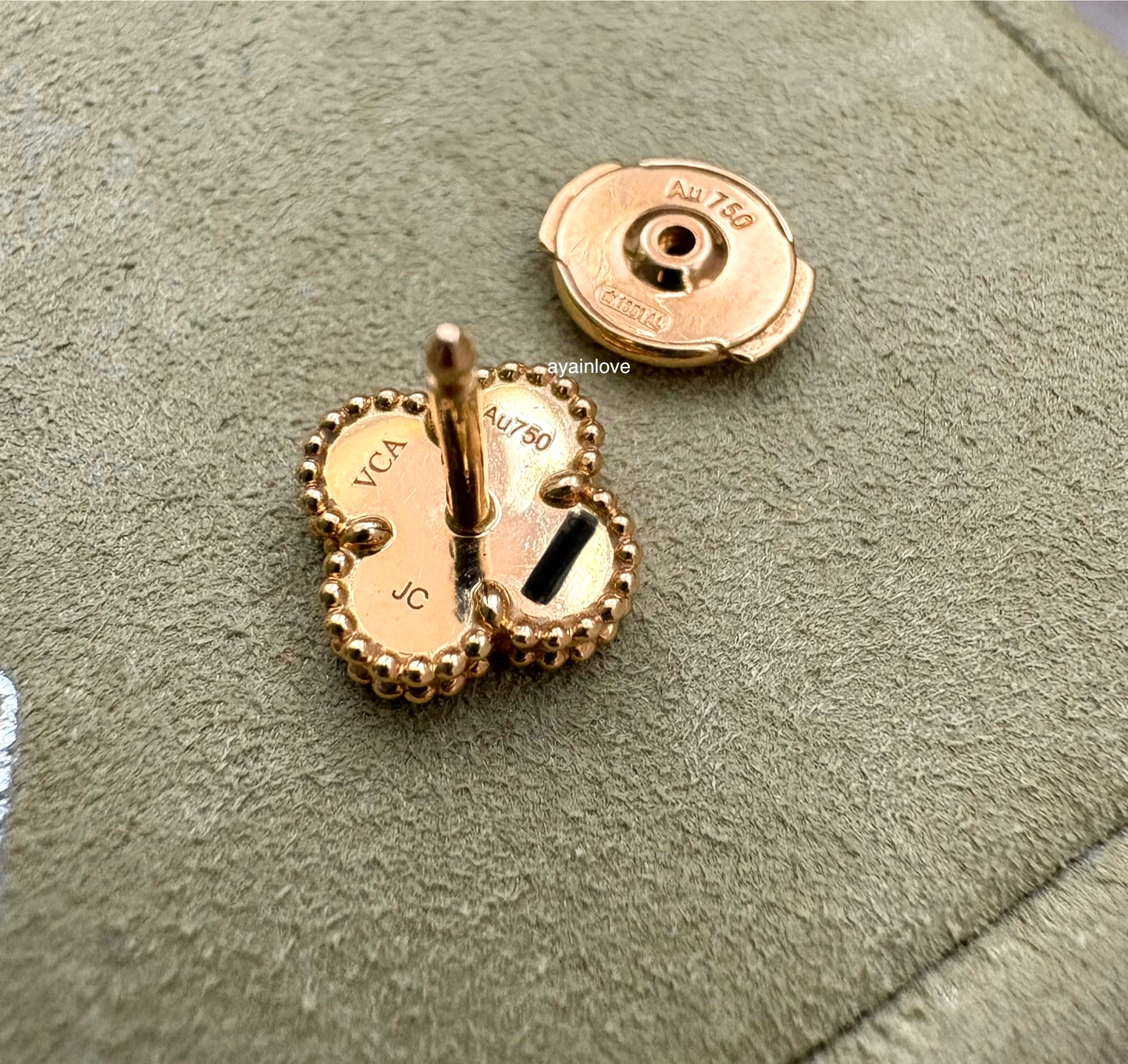 VAN CLEEF ARPELS VCA 18KT Yellow Gold MOP Mother of Pearl Sweet Alhambra Earrings